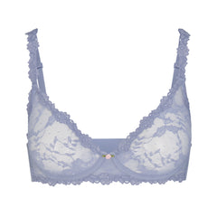 STRETCH LACE UNLINED DEMI BRA | SLATE FLAT ON A WHITE BACKGROUND | FLT@ | FOCUS: 0.0, 1.0, 0.9