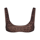 FITS EVERYBODY MICRO SCOOP BRALETTE | UMBER LEOPARD PRINT FLAT ON A WHITE BACKGROUND | FLT