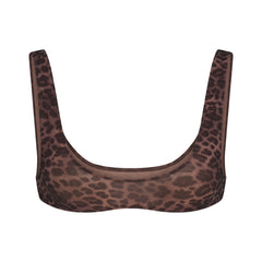 FITS EVERYBODY MICRO SCOOP BRALETTE | UMBER LEOPARD PRINT FLAT ON A WHITE BACKGROUND | FLT