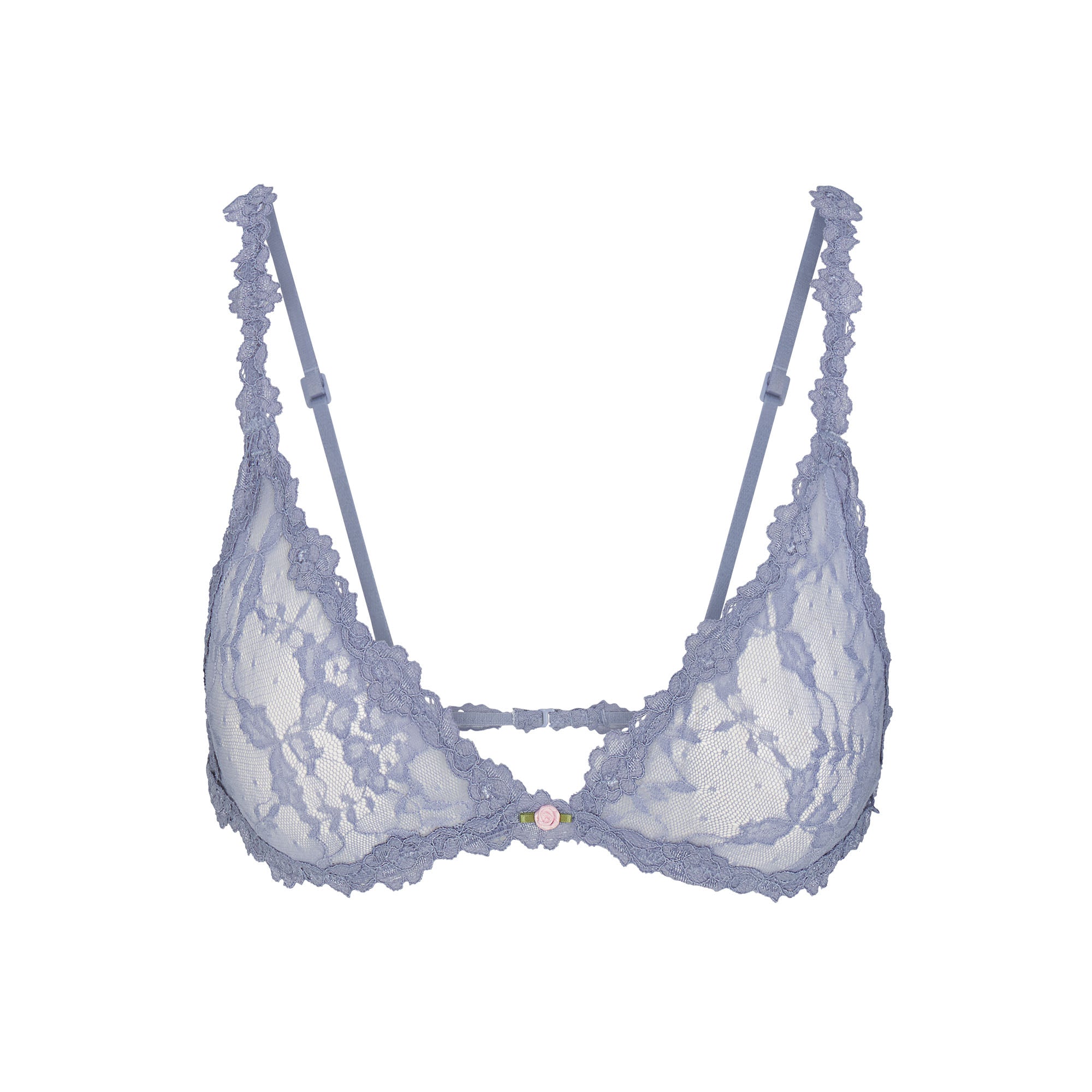 STRETCH LACE TRIANGLE BRALETTE | SLATE FLAT ON A WHITE BACKGROUND | FLT