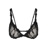 STRETCH LACE TRIANGLE BRALETTE | SOOT FLAT ON A WHITE BACKGROUND | FLT