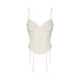 LACE SHAPEWEAR CORSET | IVORY FLAT ON A WHITE BACKGROUND | FLT