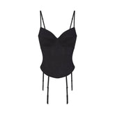 LACE SHAPEWEAR CORSET | ONYX FLAT ON A WHITE BACKGROUND | FLT