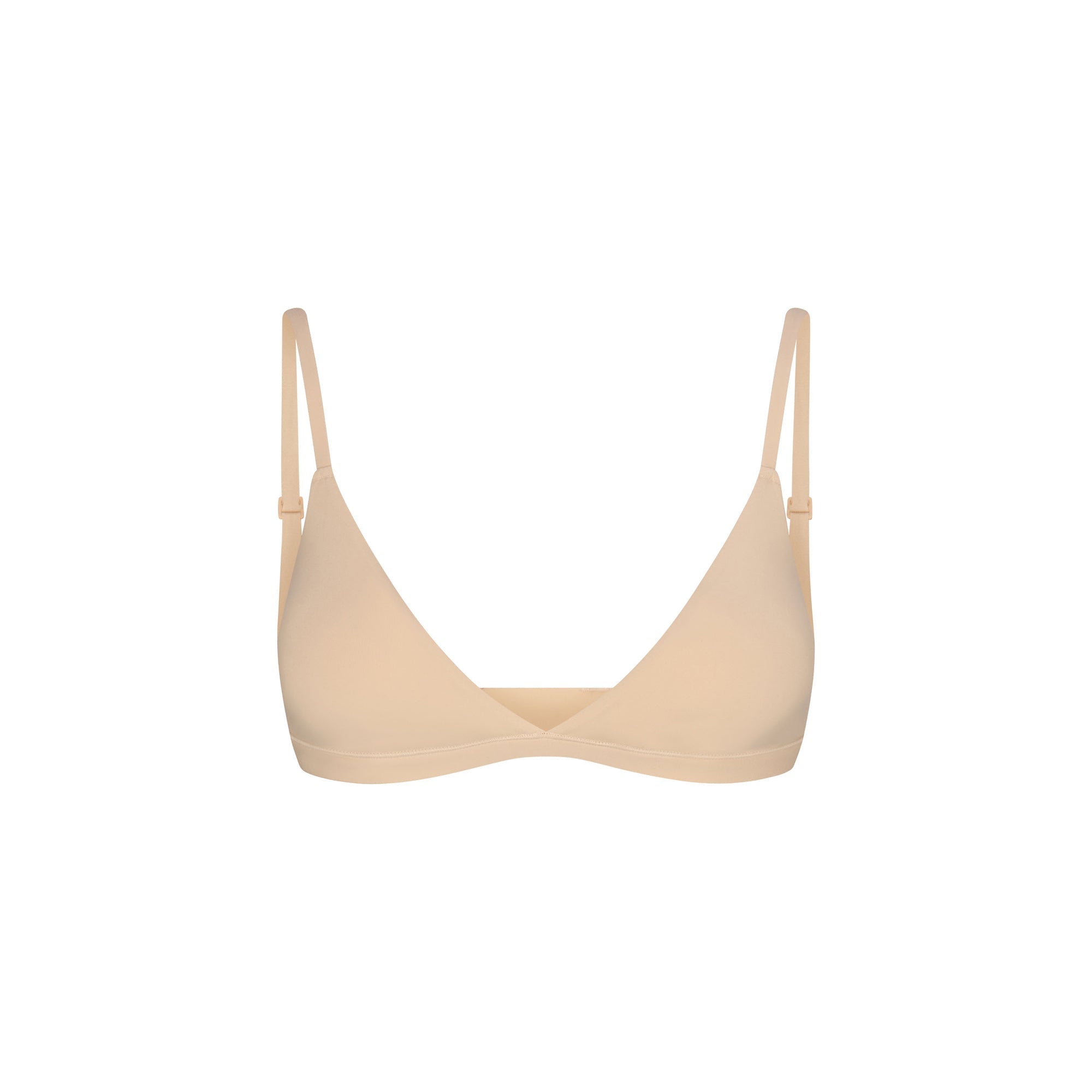 FITS EVERYBODY MASTECTOMY TRIANGLE BRALETTE | SAND FLAT ON A WHITE BACKGROUND | @ | FOCUS: 0.9, 0.1, 0.7