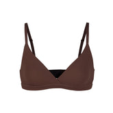 FITS EVERYBODY CROSSOVER BRALETTE | COCOA (TRIANGLE BRALETTES) LAYS FLAT ON A WHITE BACKGROUND | FLT