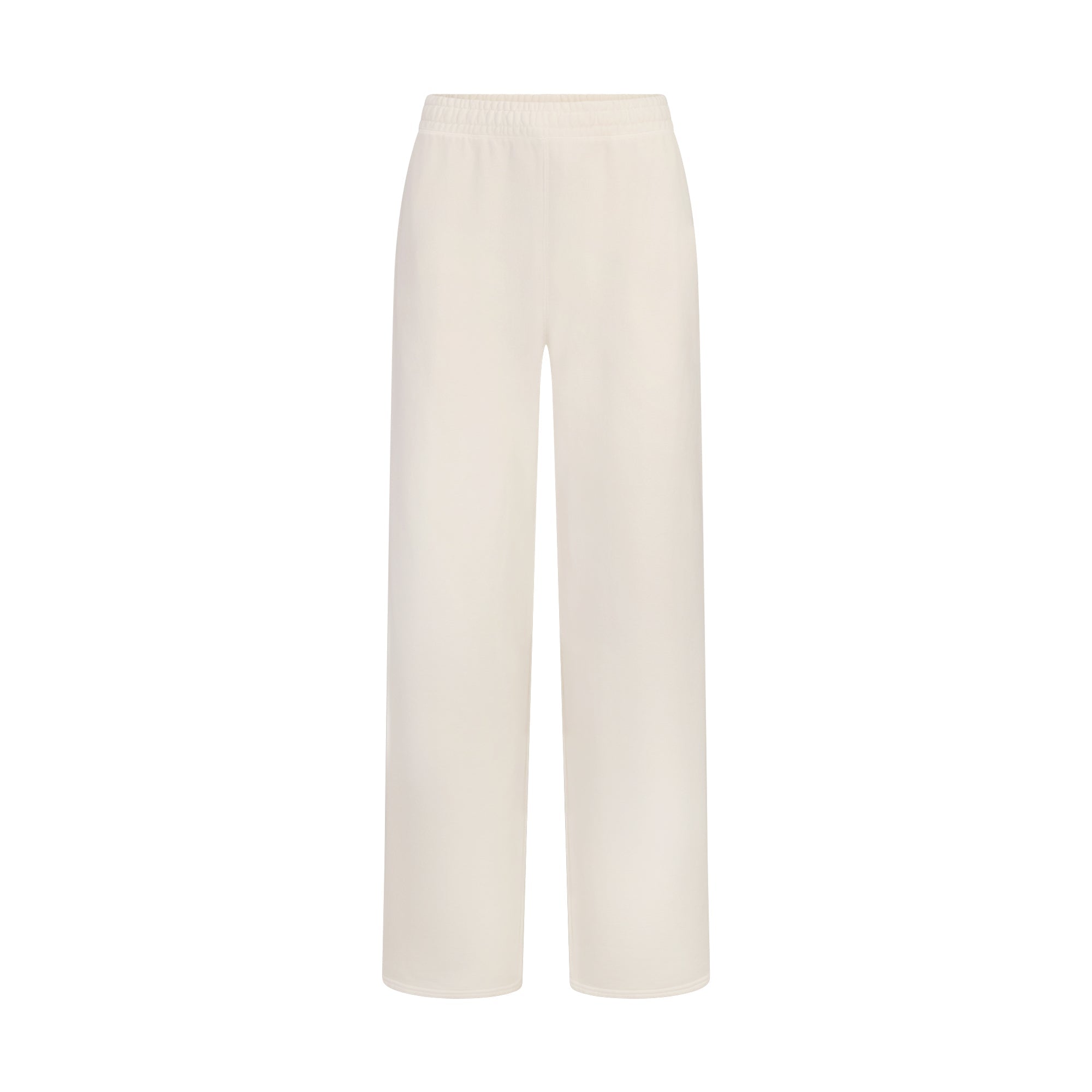 FRENCH TERRY STRAIGHT LEG PANT | ECRU LAYS FLAT ON A WHITE BACKGROUND | FLT