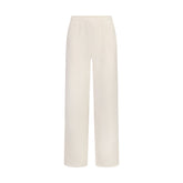 FRENCH TERRY STRAIGHT LEG PANT | ECRU LAYS FLAT ON A WHITE BACKGROUND | FLT