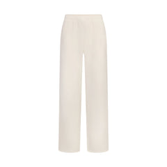 FRENCH TERRY STRAIGHT LEG PANT | ECRU LAYS FLAT ON A WHITE BACKGROUND | FLT