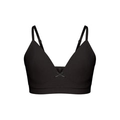 COTTON SEAMLESS GIRLS BRA 2-PACK | LIGHT HEATHER GREY AND SOOT FLAT ON A WHITE BACKGROUND @ | FLT