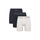 SKIMS COTTON MENS 5" BOXER BRIEF 3-PACK | BLUE BLACK MULTI | FLT FOCUS: 0.0, 1.0, 0.9
