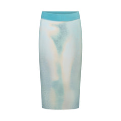 MESH COVER-UPS MIDI SKIRT | CYAN FK BODY PRINT LAYS FLAT ON A WHITE BACKGROUND | FLT