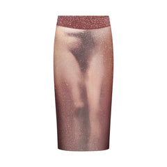 MESH COVER-UPS MIDI SKIRT | HENNA FK BODY PRINT LAYS FLAT ON A WHITE BACKGROUND | FLT