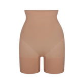 EVERYDAY SCULPT HIGH-WAISTED MID THIGH SHORT | SIENNA (SHAPEWEAR SHORTS, SHAPEWEAR) LAYS FLAT ON A WHITE BACKGROUND | FLT
