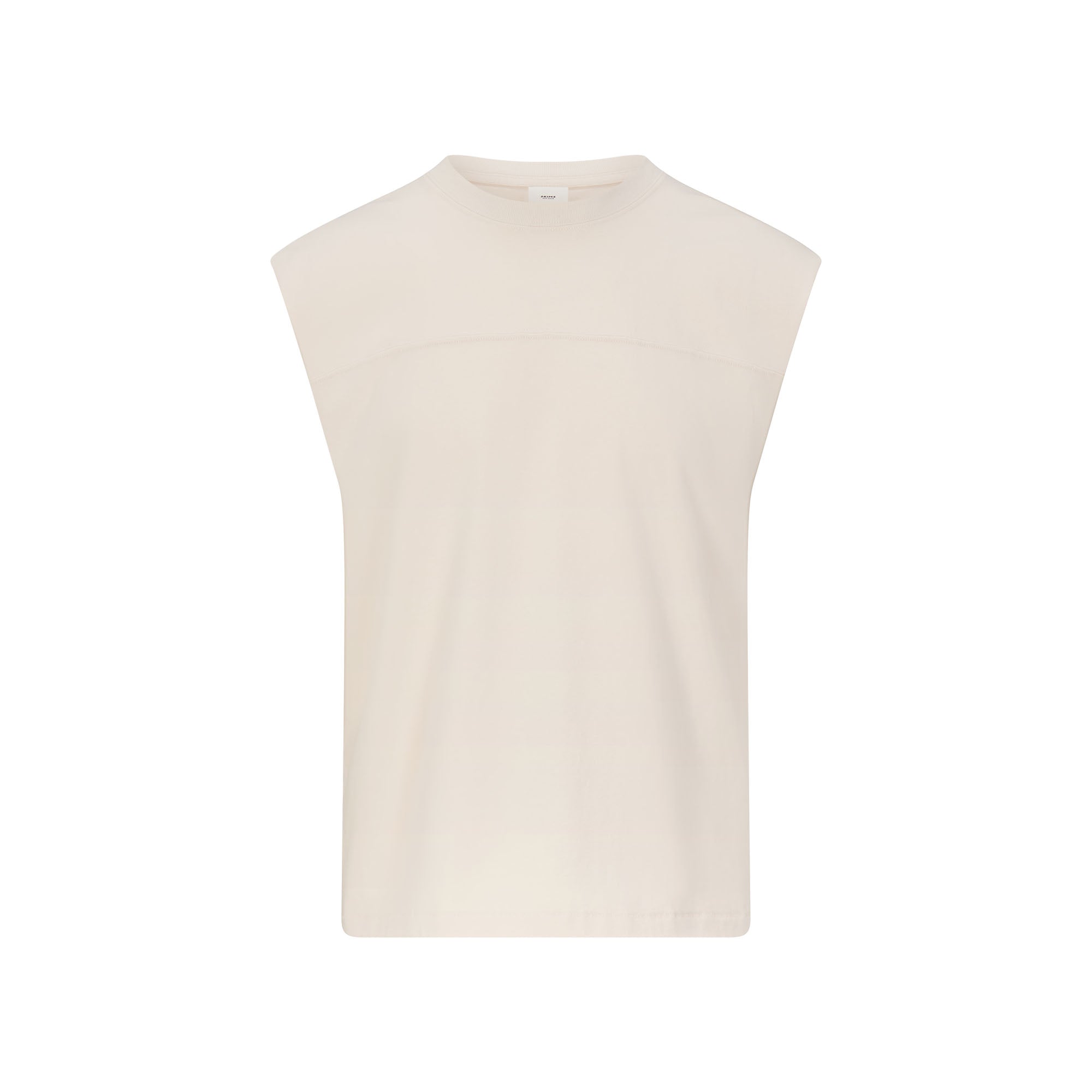 HEAVYWEIGHT COTTON MENS CROPPED TANK | BUFF FLAT ON A WHITE BACKGROUND | FLT