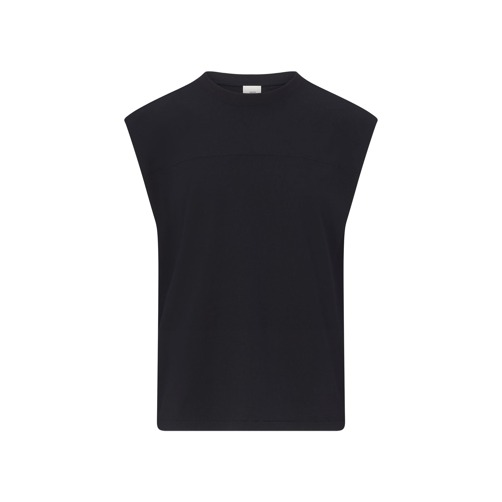HEAVYWEIGHT COTTON MENS CROPPED TANK | OBSIDIAN FLAT ON A WHITE BACKGROUND | FLT
