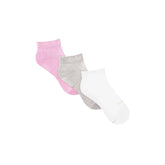NikeSKIMS ACCESSORIES DRI-FIT ANKLE SOCK 3-PACK | BUBBLE GUM MULTI LAYS FLAT ON A WHITE BACKGROUND | FLT @ | FOCUS: 0.0, 1.0, 0.9