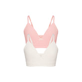 COTTON SEAMLESS GIRLS BRA 2-PACK | MARBLE AND BALLET FLAT ON A WHITE BACKGROUND @ | FLT