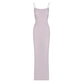 SOFT LOUNGE LONG SLIP DRESS | IRIS MICA FLAT ON A WHITE BACKGROUND | FLT