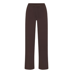 COTTON JERSEY STRAIGHT LEG PANT | ESPRESSO FLAT ON A WHITE BACKGROUND | FLT
