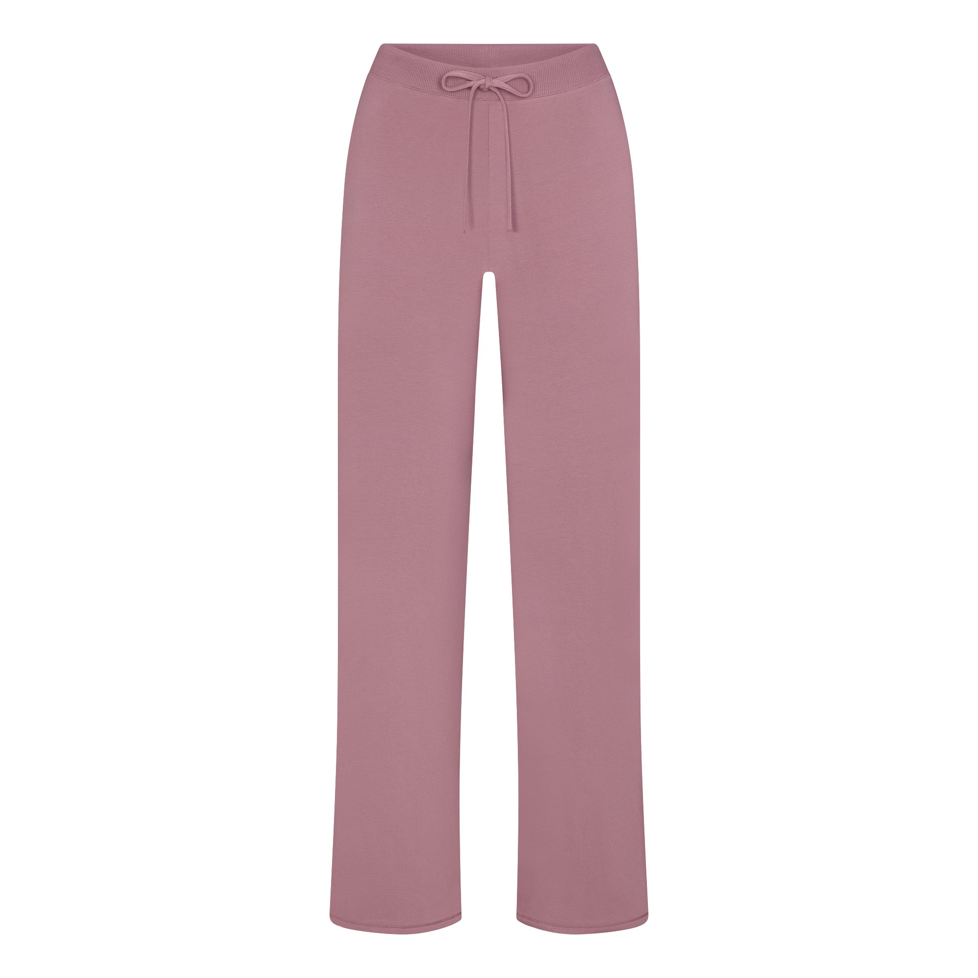 COTTON JERSEY STRAIGHT LEG PANT | MUTED MAUVE FLAT ON A WHITE BACKGROUND | FLT