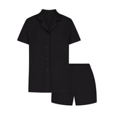 SOFT LOUNGE SHORT SLEEP SET | ONYX LAYS FLAT ON A WHITE BACKGROUND | FLT