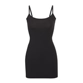 FITS EVERYBODY SLIP DRESS | ONYX LAYS FLAT ON A WHITE BACKGROUND | FLT