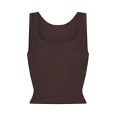 COTTON RIB TANK | ESPRESSO FLAT ON A WHITE BACKGROUND | FLT
