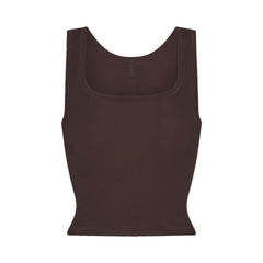 COTTON RIB TANK | ESPRESSO FLAT ON A WHITE BACKGROUND | FLT