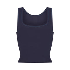 COTTON RIB TANK | NAVY FLAT ON A WHITE BACKGROUND | FLT