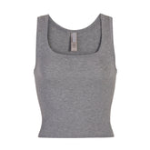 SOFT LOUNGE TANK | HEATHER GREY (TANKS, TOPS) LAYS FLAT ON A WHITE BACKGROUND | FLT