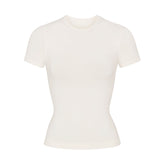 SOFT SMOOTHING SEAMLESS T-SHIRT | MARBLE (T-SHIRTS, TOPS) LAYS FLAT ON A WHITE BACKGROUND | FLT