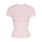 COTTON JERSEY T-SHIRT | CHERRY BLOSSOM FLAT ON A WHITE BACKGROUND | FLT