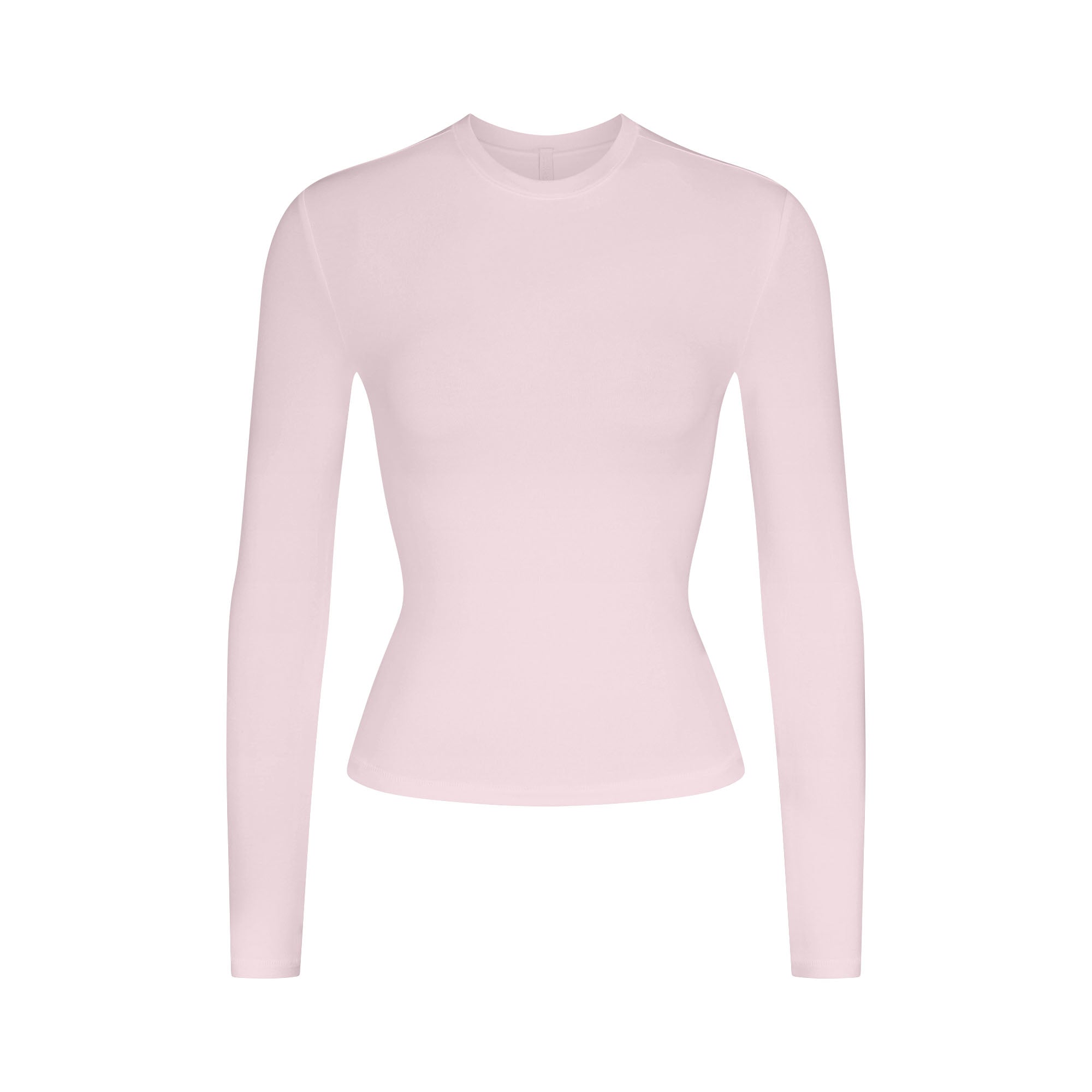 COTTON JERSEY LONG SLEEVE T-SHIRT | CHERRY BLOSSOM FLAT ON A WHITE BACKGROUND | FLT