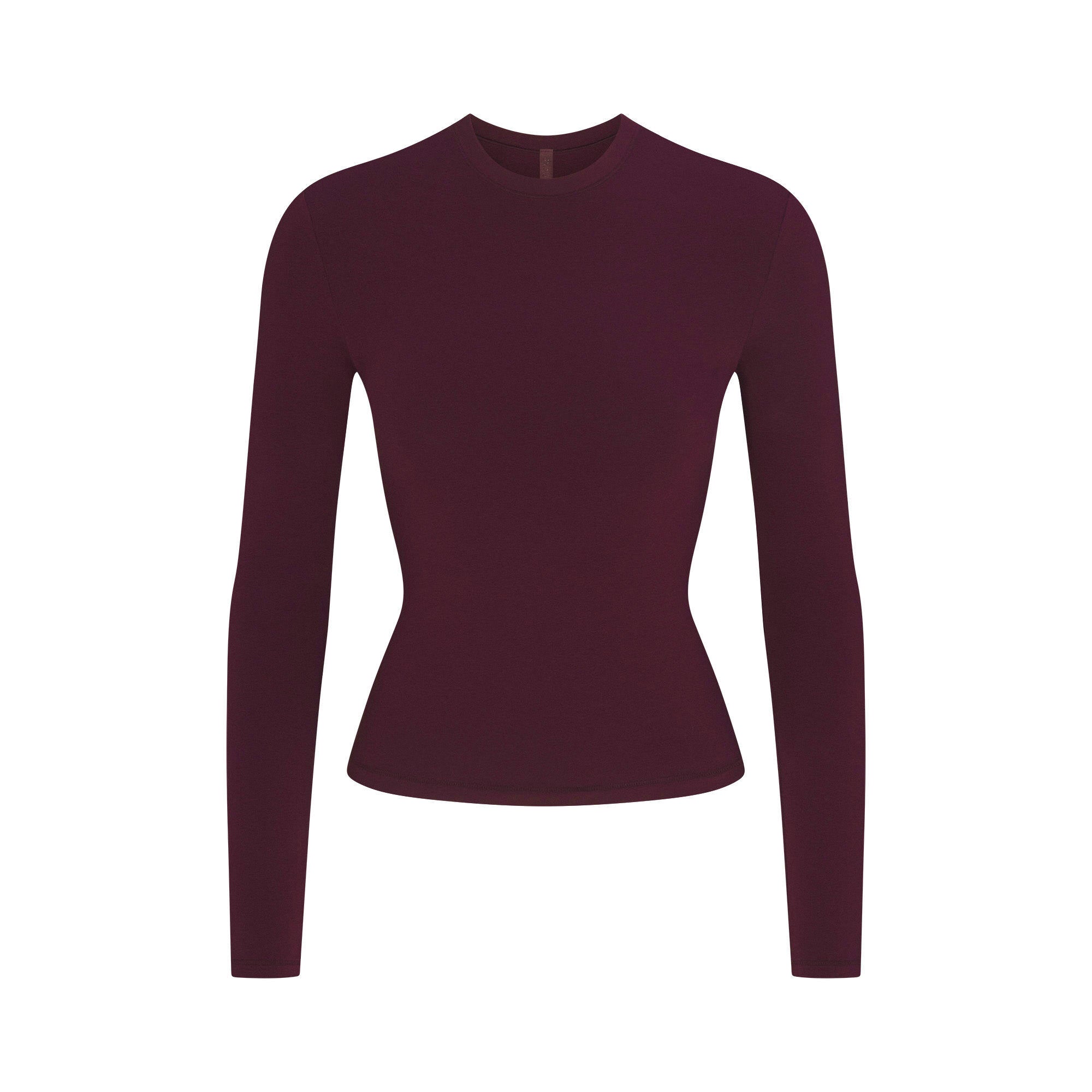 COTTON JERSEY LONG SLEEVE T-SHIRT | CURRANT FLAT ON A WHITE BACKGROUND | FLT