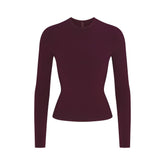 COTTON JERSEY LONG SLEEVE T-SHIRT | CURRANT FLAT ON A WHITE BACKGROUND | FLT