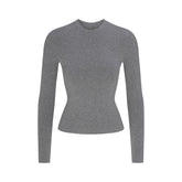 COTTON JERSEY LONG SLEEVE T-SHIRT | DARK HEATHER GREY FLAT ON A WHITE BACKGROUND | FLT