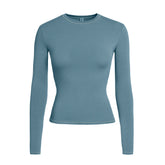 COTTON JERSEY LONG SLEEVE T-SHIRT | KYANITE FLAT ON A WHITE BACKGROUND | FLT