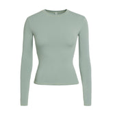 COTTON JERSEY LONG SLEEVE T-SHIRT | MINERAL FLAT ON A WHITE BACKGROUND | FLT