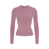 COTTON JERSEY LONG SLEEVE T-SHIRT | MUTED MAUVE FLAT ON A WHITE BACKGROUND | FLT