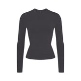 COTTON JERSEY LONG SLEEVE T-SHIRT | SOOT FLAT ON A WHITE BACKGROUND | FLT