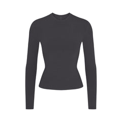 COTTON JERSEY LONG SLEEVE T-SHIRT | SOOT FLAT ON A WHITE BACKGROUND | FLT