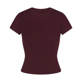 COTTON RIB T-SHIRT | CURRANT FLAT ON A WHITE BACKGROUND | FLT@
