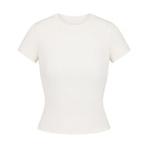 COTTON RIB T-SHIRT | MARBLE (T-SHIRTS, TOPS) LAYS FLAT ON A WHITE BACKGROUND | FLT