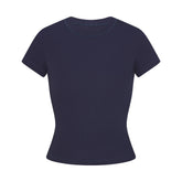 COTTON RIB T-SHIRT | NAVY FLAT ON A WHITE BACKGROUND | FLT