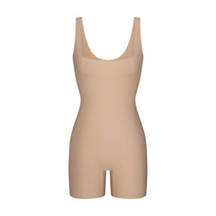 COOL SHAPEWEAR MID THIGH BODYSUIT | CLAY FLAT ON A WHITE BACKGROUND | FLT