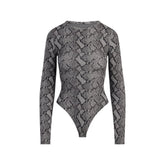 FITS EVERYBODY LONG SLEEVE CREW NECK BODYSUIT | SHADOW SNAKE PRINT FLAT ON A WHITE BACKGROUND | FLT