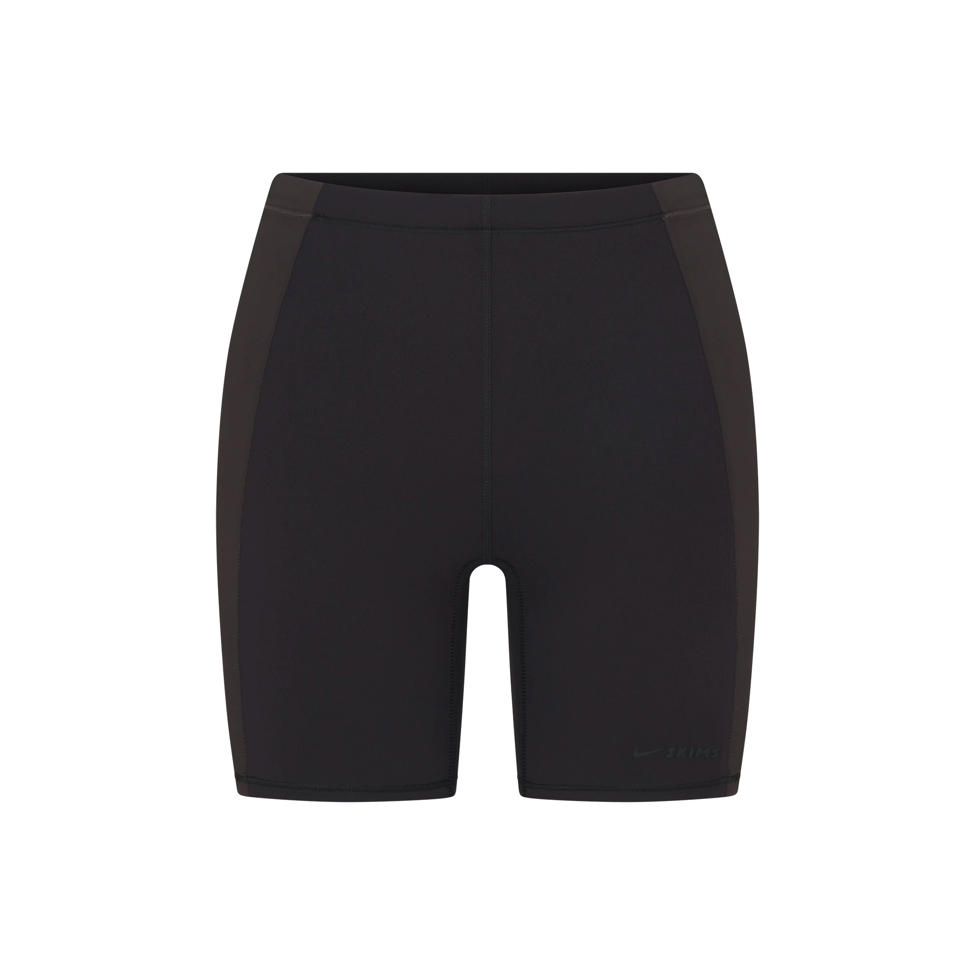 NikeSKIMS MATTE AND SHINE 5" BIKER SHORT | OBSIDIAN/IGNEOUS FLAT ON A WHITE BACKGROUND | FLT
