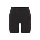 NikeSKIMS MATTE AND SHINE 5" BIKER SHORT | OBSIDIAN/IGNEOUS FLAT ON A WHITE BACKGROUND | FLT