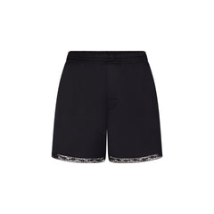 WOVEN SHINE LACE BOXER | ONYX FLAT ON A WHITE BACKGROUND | FLT