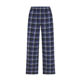 FLANNEL SLEEP OVERSIZED PANT | INDIGO OUTDOOR PLAID & LAYS FLAT ON A WHITE BACKGROUND | FLT